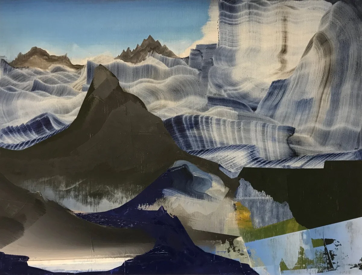 This is an oil painting titled, "Black Glacier" It was painted in 2017