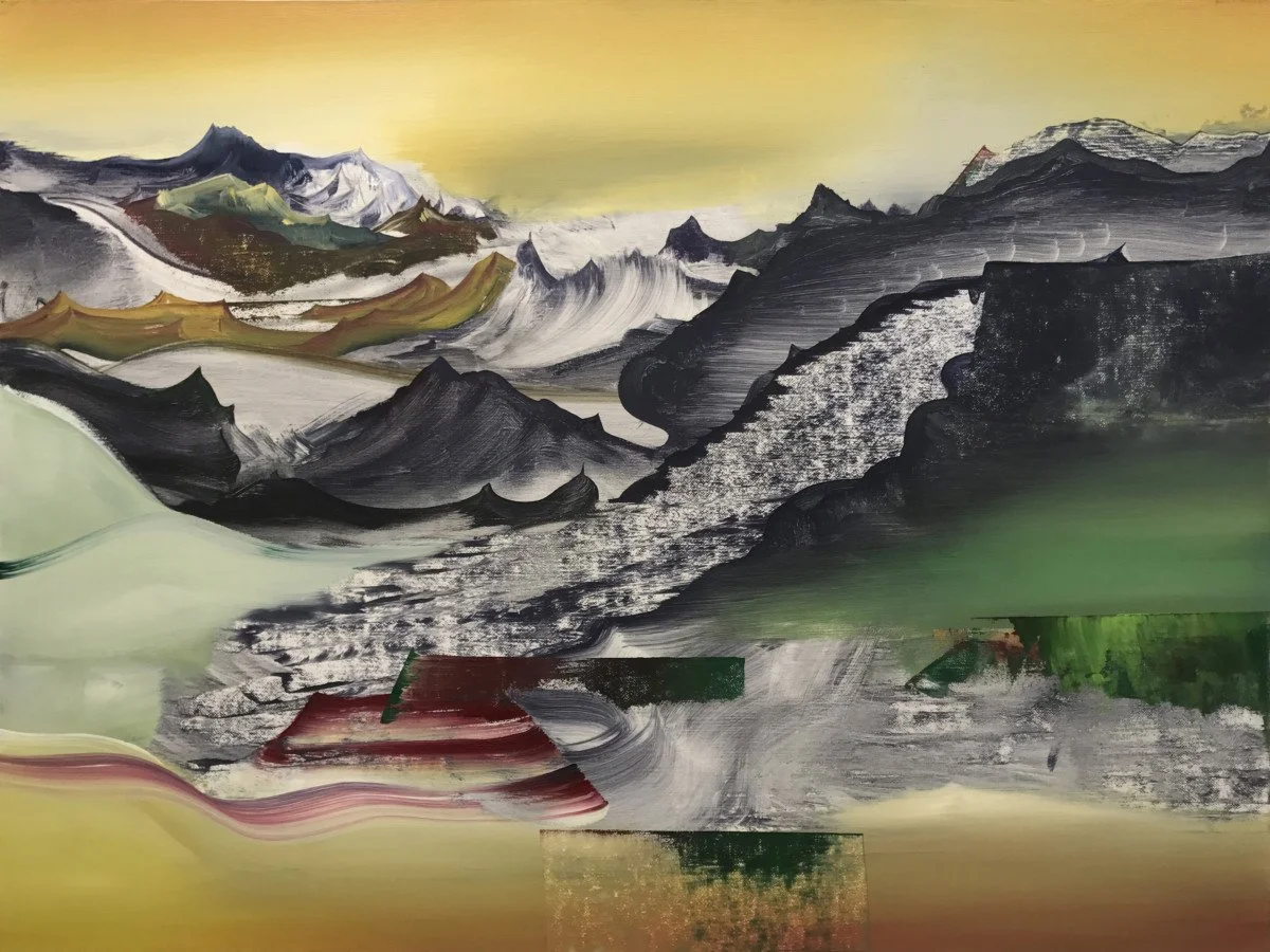 This is an oil painting titled, "Psychoid Moraine" It was painted in 2016