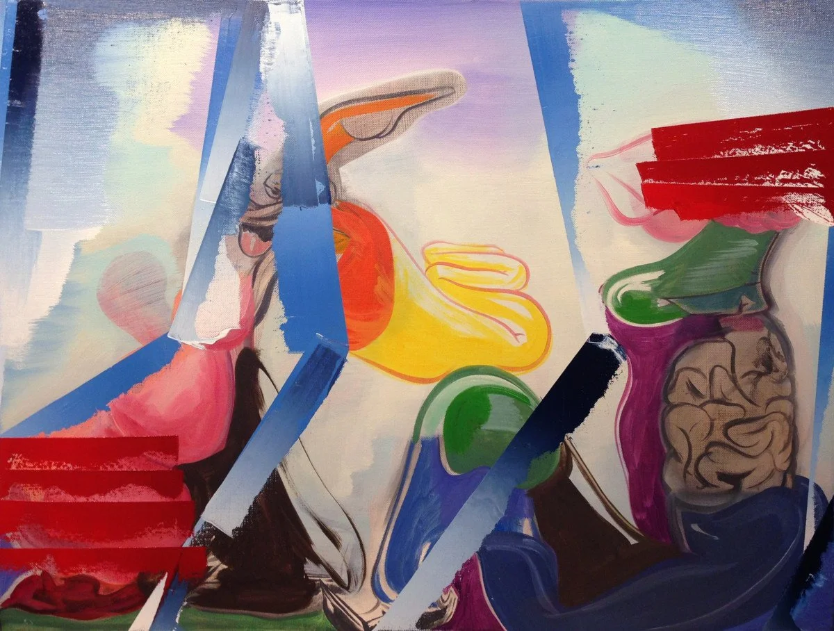 This is an oil painting titled, "The Red Jello Steps" It was painted in 2015
