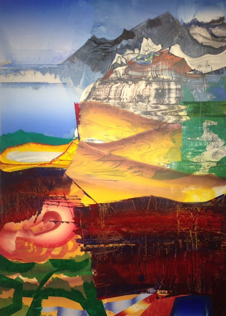 This is an oil painting titled, "Beach Mountain" It was painted in 2015