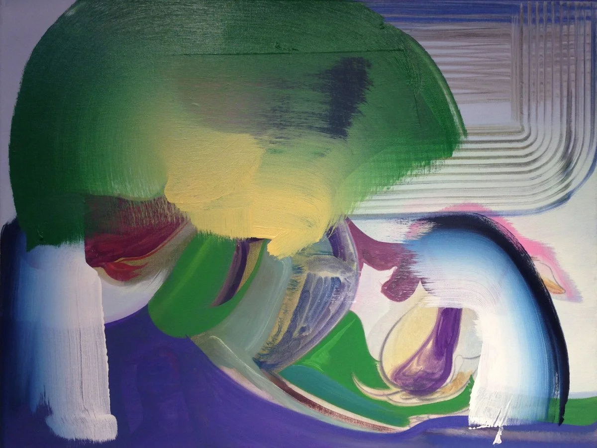 This is an oil painting titled, "Grass Helmet" It was painted in 2015