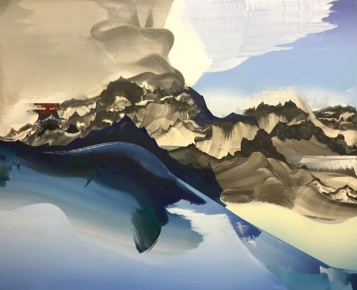 This is an oil painting titled, "Flying Ice" It was painted in 2017