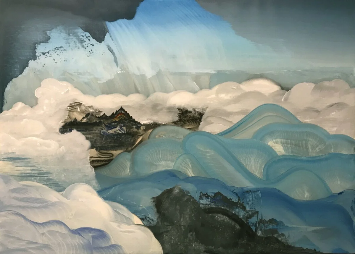This is an oil painting titled, "Cloud Gap" It was painted in 2020