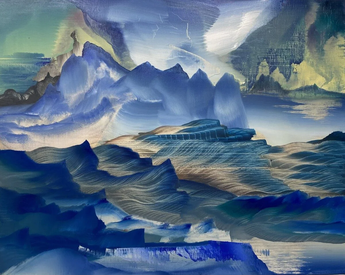 This is an oil painting titled, "Consortium" It was painted in 2022