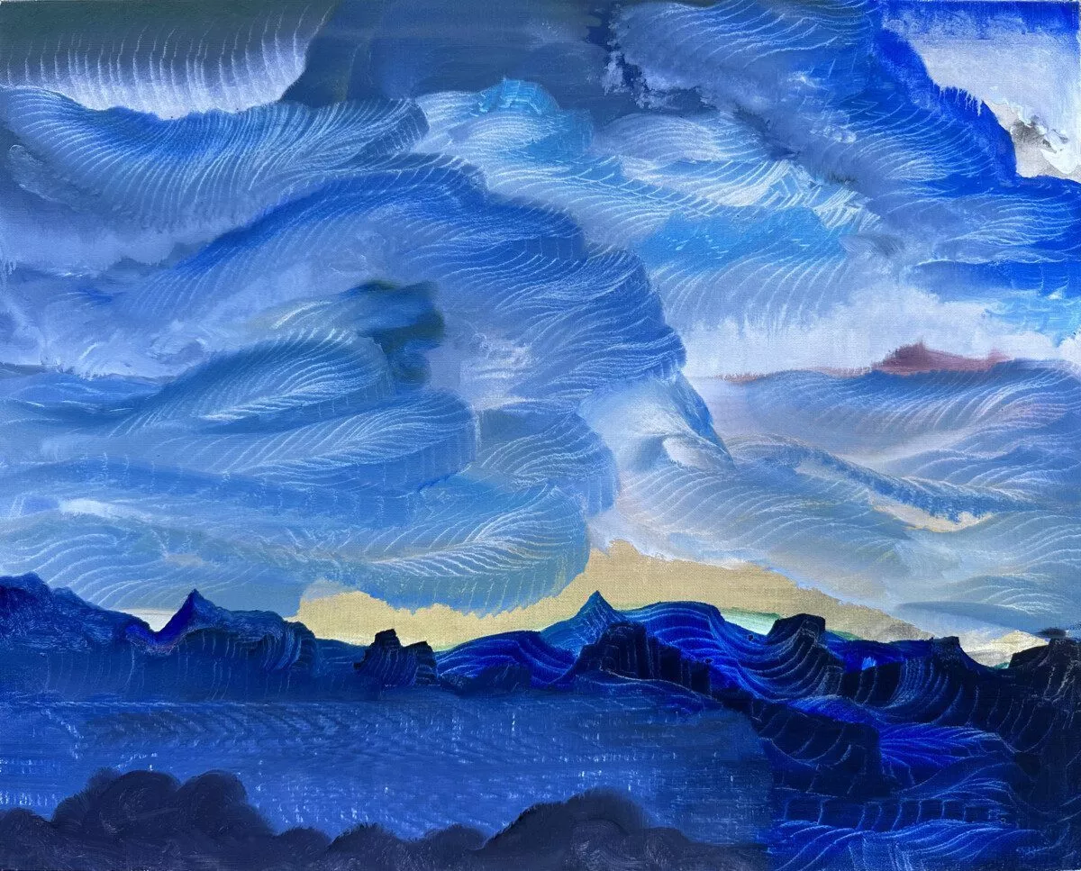 This is an oil painting titled, "Freight" It was painted in 2021